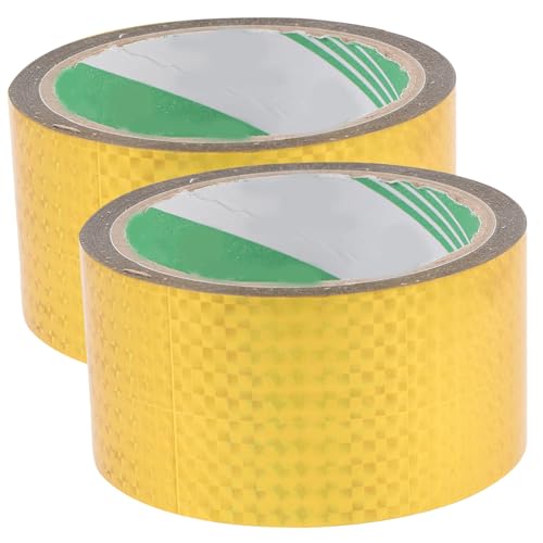 Veemoon 2Rollen Prismenband Reflektierendes Geschenkband Goldenen Karos Vielseitig Einsetzbar für DIY Projekte Basteln Geschenkverpackungen von Veemoon