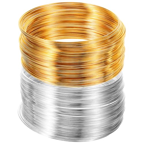 Veemoon 2Rollen Schmuckdraht für DIY Projekte Biegsamer Flexibler Perlendraht Gold und Silber für Schmuckherstellung und Bastelzubehör von Veemoon