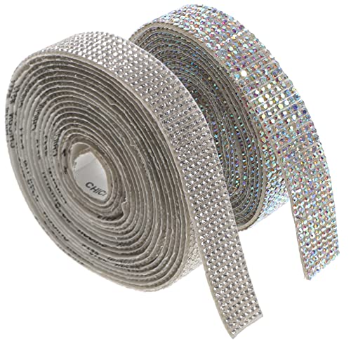 Veemoon 2Rollen Selbstklebendes Strassband Kristall Bling Diamantbänder für DIY Dekoration Yards Yards Ab Farbe für Kleidung Handwerk und Handyverschönerung von Veemoon