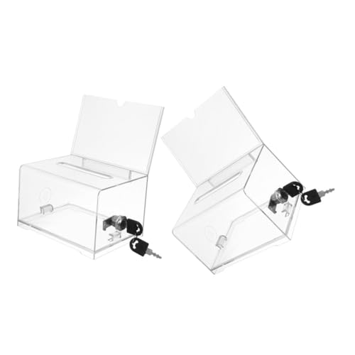 Veemoon 2Stücke Acryl Spendenbox mit Schloss Transparente Aufbewahrungsbox für Visitenkarten Trinkgelder und Kommentare Multifunktionale Kartenbox für Hochzeiten und Events von Veemoon