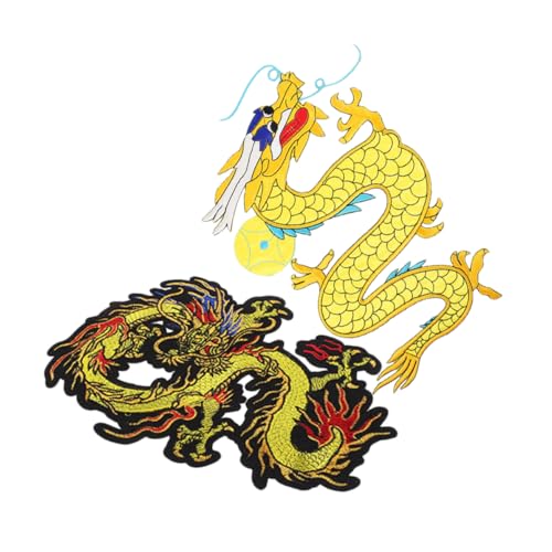 Veemoon 2Stücke Dekorative Drachen Aufnäher Stickerei Kleidungsflicken Bekleidungsapplikation Für DIY Zum Aufnähen Jacken Und Kleidung Chinesisches Drachenmotiv von Veemoon