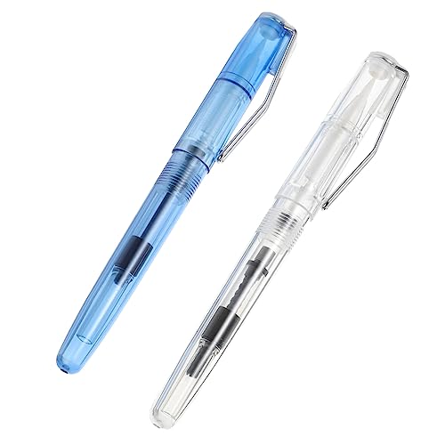 Veemoon 2Stücke Füllfederhalter Pinsel Nachfüllbarer Tintenbrunnen für Aquarellmalerei und Kalligraphie Transparente und Blaue für Studium Langlebig von Veemoon