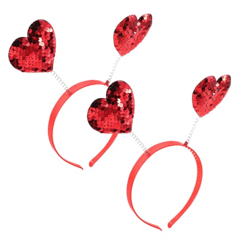 Veemoon 2Stücke Herz Haarband Rot Mit Glitzer Pailletten Valentinstag Kopfschmuck Für Frauen Und Süße Herz Stirnbänder Für Halloween Partys Und Besondere Anlässe von Veemoon