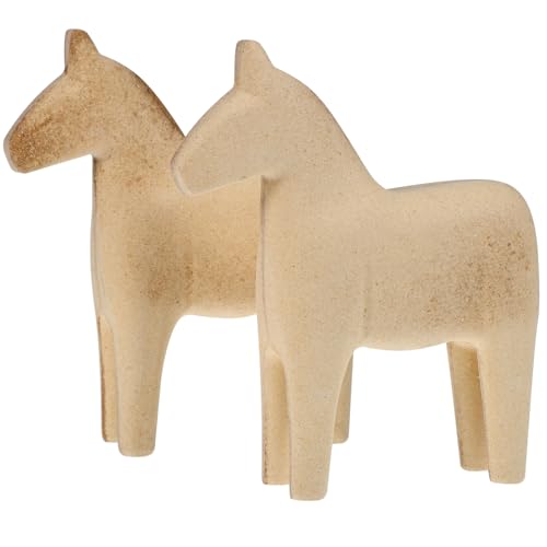 Veemoon 2Stücke Holzpferd Figuren Unvollendete DIY Dekoration Tischdekorationen und Bastelprojekte mit Familie und Freunden Einfach zu Bemalen von Veemoon