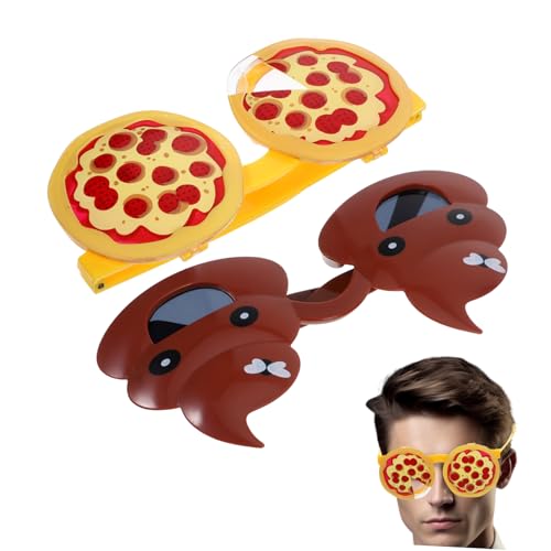 Veemoon 2Stücke Kreative Kostümbrillen Lustige Pizza Brillen für Partys Veranstaltungen Witzige Foto Requisiten für Halloween Feiertagsfeiern von Veemoon