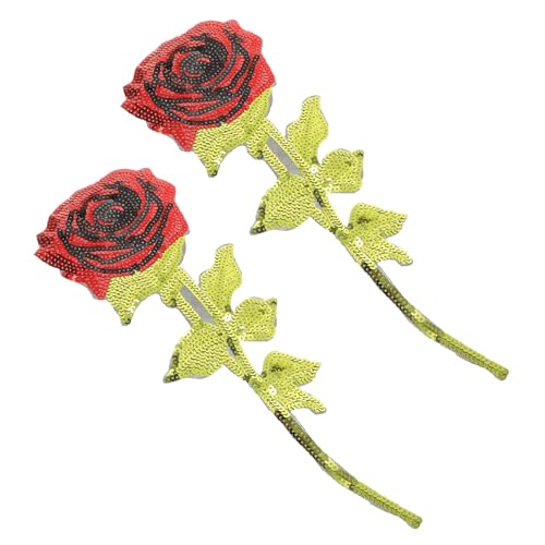 Veemoon 2Stücke Pailletten Rosen Aufnäher für Kleidung DIY Applique Verschönerung und Reparatur von Textilien Langlebig und Hautfreundlich von Veemoon