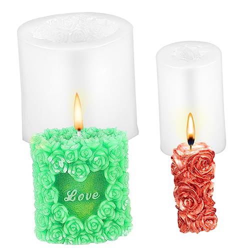 Veemoon 2Stücke Silikon Kerzenformen Rosenform Für Duftkerzen Und Fondant Hochzeitsdekoration Flexible Gießformen Für DIY Aromatherapie Und Projekte von Veemoon
