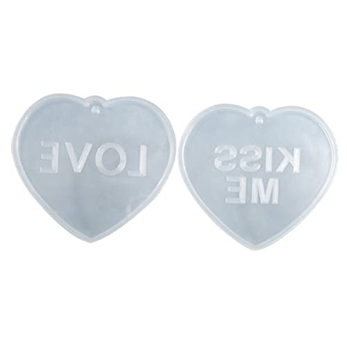 Veemoon 2Stücke Silikonform Herz für Valentinstag Anhänger DIY Charm Gießform für Schlüsselanhänger und Taschen Langlebig und Einfach zu Entformen von Veemoon