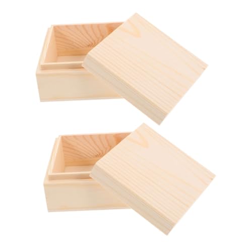 Veemoon 2pcs Holz Keepsake Box Mit Deckelschmuck Aufbewahrung Underfinished Wood Treasure Schmuck Brust Organisator Spielzeughülle Für Home Office Store von Veemoon