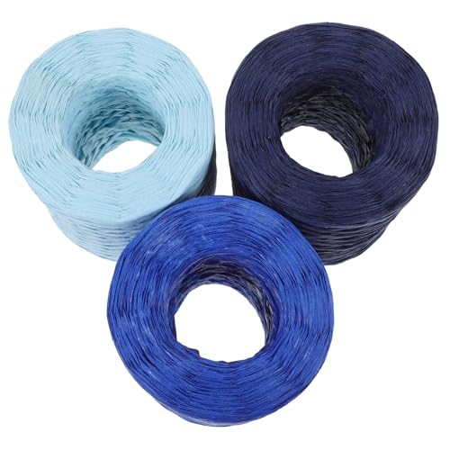 Veemoon 3 Rollen Buntes Raffia Papierband Himmelblau Meerblau für DIY Geschenkverpackungen Blumensträuße und Kreative Bastelprojekte Langlebiges Bastmaterial für Vielseitige Dekorationen von Veemoon
