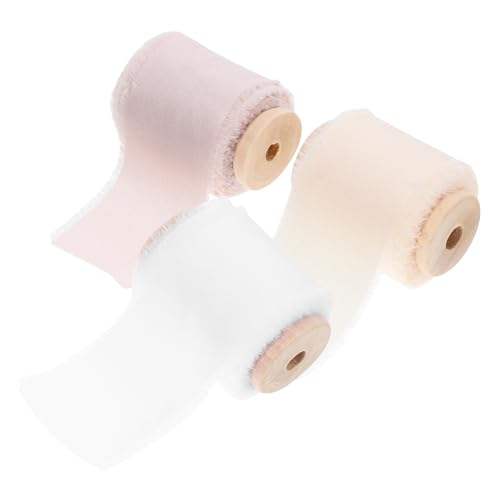 Veemoon 3 Rollen Dekoratives Fransenband Satin Geschenkband Bunte DIY Schleifenband für Hochzeit Blumensträuße Geschenkverpackung Basteln Frühling Sommer Veemoon 3 Rollen Dekoratives Fransenband Satin Geschenkband Bunte DIY Schleifenband für Hochzeit Blumensträuße Geschenkverpackung Basteln Frühling Sommer von Veemoon