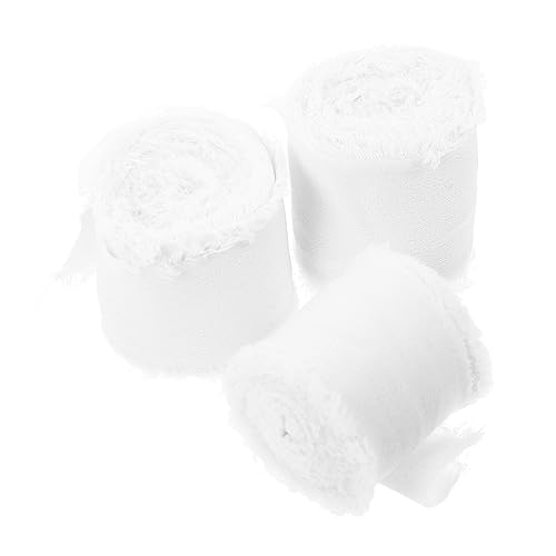 Veemoon 3 Rollen Fransenband pro Dekoratives Chiffonband für Brautsträuße Hochzeit Geschenkverpackung DIY Basteln Vielseitig Langlebig von Veemoon
