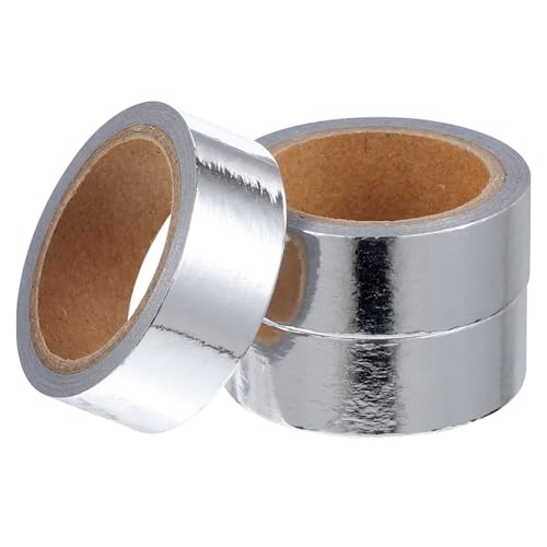 Veemoon 3 Rollen Metallic Washi Tape Selbstklebendes Dekorationsband für Scrapbooking DIY Projekte Geschenkverpackung und Bastelarbeiten Vielseitiges Reißfestes Klebeband Silber von Veemoon