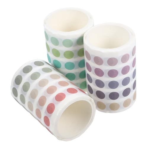 Veemoon 3 Rollen Polka Dot -Aufkleberband klebepunkte etiketten aufkleber Bastelaufkleber Notizbuch Aufkleber Washi-Klebeband neutrale Sticker Nummernaufkleber für den Außenbereich Papier von Veemoon