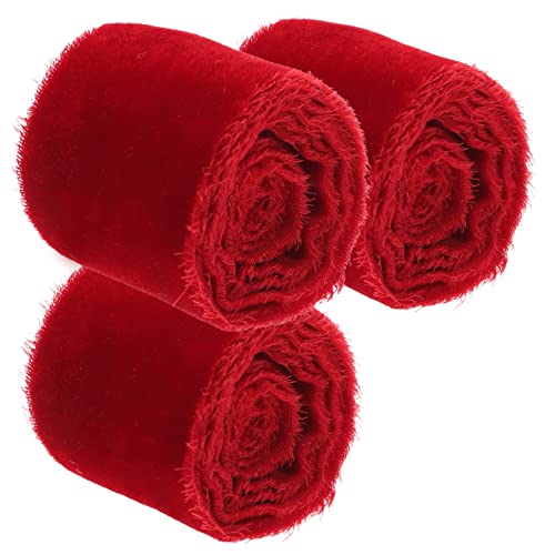 Veemoon 3 Rollen Reiß Samtband Deko Bastel Party Bänder Weihnachts Satinband Zum Verpacken Ästhetisches Geschenkband Für Hochzeitsband Blaues Band Ausgefranstes Polyester von Veemoon