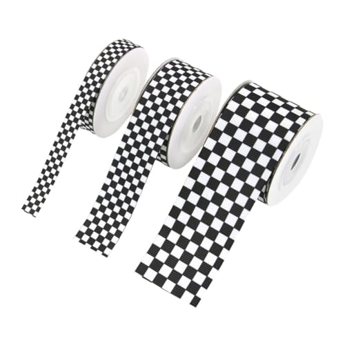 Veemoon 3 Rollen Schwarz -weiß -plaidband Kariert Schwarzes Weißes Band Streifenband Geschenkband Bogenbänder Schleifen-bastelband Dekoratives Bastelband Band Für Diy Wickelband Polyester von Veemoon
