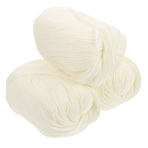 Veemoon 3 Rollen Strickgarn Handstricken Fäden klobig Bulk-Garn häkeln bastelzubehör knitting wool decken wolldecke professionelles Baumwollgarn professionelles Häkelgarn Proteinvlies Weiß von Veemoon