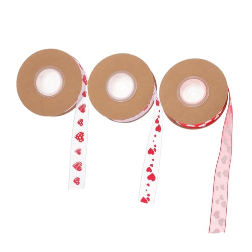 Veemoon 3 Rollen Valentinstag Geschenkband Jacquard Herzmuster Rotes Polyesterband für DIY Verpackung Partydeko und Schleifen Herstellung Veemoon 3 Rollen Valentinstag Geschenkband Jacquard Herzmuster Rotes Polyesterband für DIY Verpackung Partydeko und Schleifen Herstellung von Veemoon