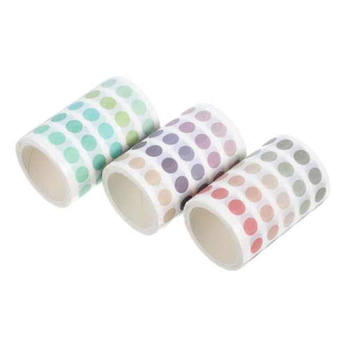 Veemoon 3 Rollen Washi Dot Aufkleber Runde Handliche Etiketten für Scrapbooking Planer und Projekte Rosaforest Vanille und Farben von Veemoon