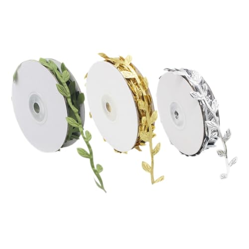 Veemoon 3 Rollen wohnungsdeko wohnraumdeko blumenring wundrrschön silve armbinde Stoff Salbei Blattgoldband für Hochzeit Erntedankband als Partybänder Banddekor Blatt Geschenkband Veemoon 3 Rollen wohnungsdeko wohnraumdeko blumenring wundrrschön silve armbinde Stoff Salbei Blattgoldband für Hochzeit Erntedankband als Partybänder Banddekor Blatt Geschenkband von Veemoon