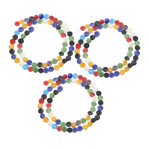 Veemoon 3 Saiten Stränge Millefiori Glasperlen Bunte Vintage Flache Runde Spacer Perlen für DIY Armbänder Schmuckherstellung Basteln Zubehör im Großpack von Veemoon