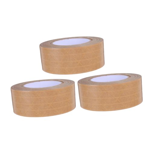 Veemoon 3 Stück Geripptes Kraftpapierband Bastelband Starkes Versandband Wasseraktiviertes Klebeband Gummiertes Papierband Braunes Packband Braunes Versandklebeband Kraftpapier Khaki von Veemoon