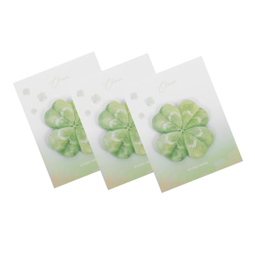 Veemoon 3 Stück Haftnotiz mit vierblättrigem Kleeblatt st. Patricks Day Aufkleber St Patrick Aufkleber Schulmaterial zum Thema Frühling Beachten Sie Pads Papier Green von Veemoon