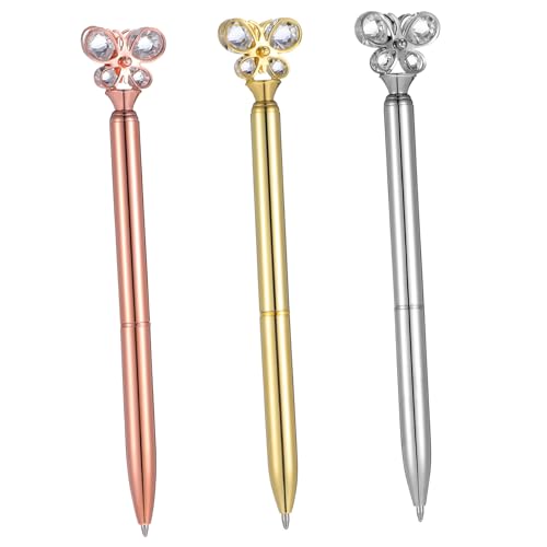 Veemoon 3 Stück Kugelschreiber für Schüler Gold aus Diamant Schule drei Rose büromaterial ballpoint pen bescherung schulzeug schulmaterial Kugelschreiber für Schulkugelschreiber von Veemoon