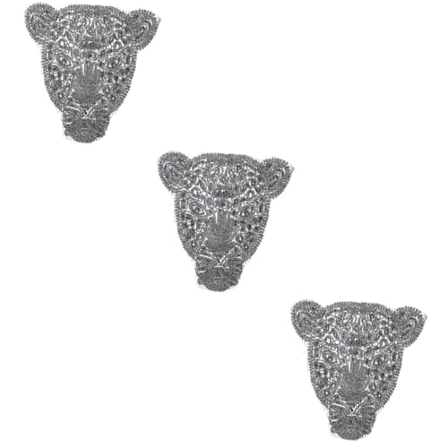 Veemoon 3 Stück Leopard Head Tuch Patch Leopardenkopf-Aufnäher Patch aufnähen Aufnäher für Jeans geformt Flecken für Cool Aufnäher für Kleidung Aufnäher für Jacken Stickereiflecken Stoff von Veemoon