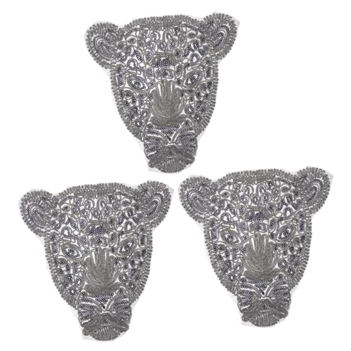 Veemoon 3 Stück Leopard Head Tuch Patch Stickerei geformt Patches aufnähen Jeansflicken aufnähen Aufnäher für Jeans Cool Aufnäher für Rucksäcke dekorative Flicken für Kleidung Stoff von Veemoon