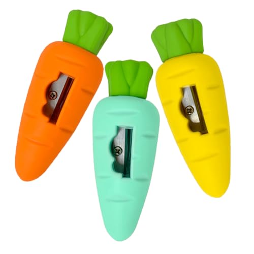 Veemoon 3 Stück Mini Karotten Radiergummis mit Hand Bleistiftspitzern und Kreative Schreibwaren für Schule Büro und Zuhause Belohnungen für Lehrer von Veemoon