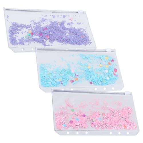 Veemoon 3 Stück PVC Zipper Taschen Extra Transparent mit Reißverschluss Abheftbare Aufbewahrungstaschen für Loseblattsammlung Organizer für Stifte und Bürobedarf von Veemoon