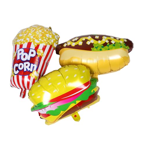 Veemoon 3stücke Hotdog-folienballons Popcorn-ballon Filmabend-partyballon Für Geburtstagsparty-dekorationen Karneval Picknick Grillen von Veemoon
