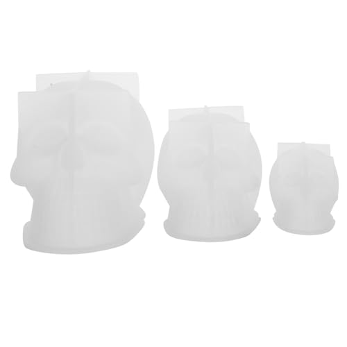 Veemoon 3 Stück Teiliges Silikon-skelettkopf-gießform- Halloween Schädel Formen für Kerzen Wachs Seife Epoxidharz Realistische Party-dekoration DIY Basteln Verschiedene von Veemoon