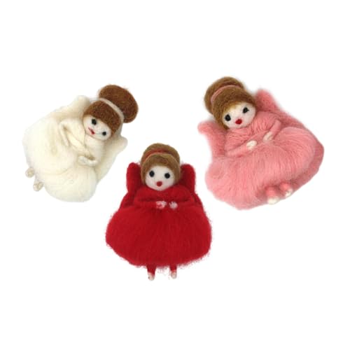 Veemoon 3 Stück Wolle Filzpuppe DIY Wollfigur Handgefertigte Wollpuppe Handgefertigter Puppenanhänger Mädchen Fühlte Puppe Filz Ornament Doll Plüsch-anhänger Wollfilz von Veemoon