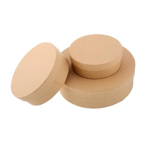 Veemoon 3 Stück runder Karton verpackung von schokoladenkisten Dessertkästen mit Deckel Süßigkeitenbehälter Süßigkeitenkästen Keksdosen Dessert-Boxen Backzubehör Keksbehälter Papier Khaki von Veemoon