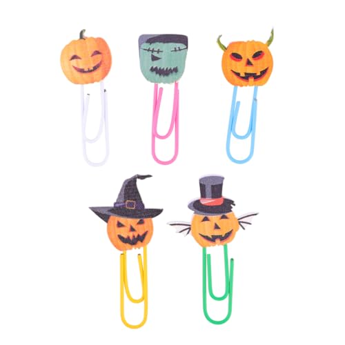 Veemoon 30 Stück Kürbispapierklammer gemacht Büroklammer Papierstifte Halloween-Pins Emaille Festivaldekorationen Jumbo geformt Party kreative Clips Halloween-Clips Bambus von Veemoon