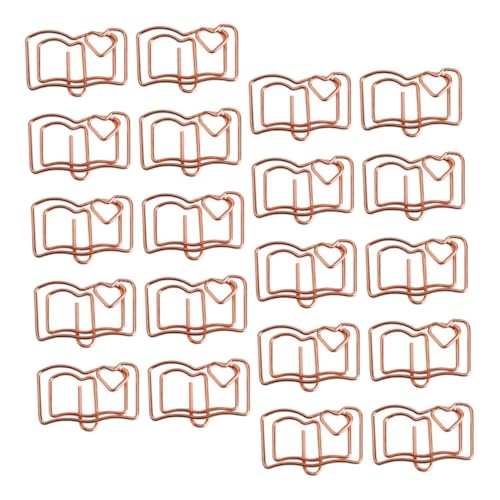 Veemoon 30 Stück Süße Buch Papierklammern Roségold Multifunktionale Büroklammern für Dokumente Dateien und Schulbedarf Rostfrei und Langlebig von Veemoon