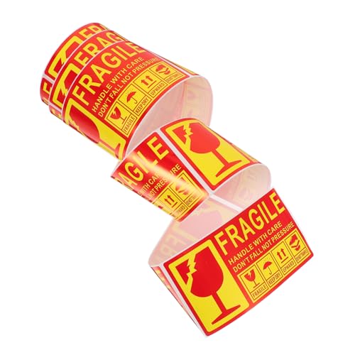 Veemoon 300 Stück Fragile Logo-aufkleber Versand Zerbrechlicher Etiketten Warnversandetiketten Selbstklebende Warnaufkleber Warnscheiben Versandwarnlabels Kupferplatte von Veemoon