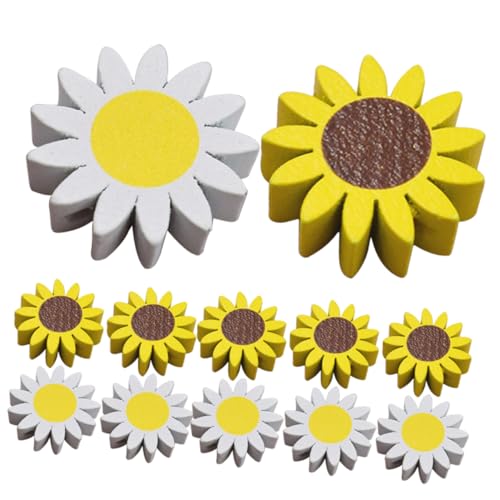 Veemoon 30Stücke Sonnenblumen Holzperlen Blumenform Lose DIY Abstandshalterperlen Girlanden und Dekorationen Zufällige Farben Robust und Vielseitig von Veemoon