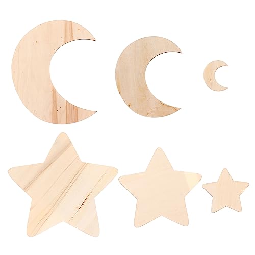 Veemoon 36 Stück Teiliges DIY Holzset mit Unlackierten Stern und Mondformen Beidseitig Bemalbare Holzscheiben aus Hochwertigem Langlebigem Holz für Kreative Bastelprojekte und Veemoon 36 Stück Teiliges DIY Holzset mit Unlackierten Stern und Mondformen Beidseitig Bemalbare Holzscheiben aus Hochwertigem Langlebigem Holz für Kreative Bastelprojekte und von Veemoon