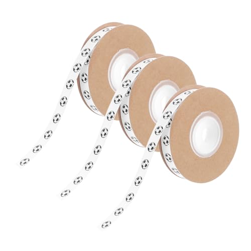 Veemoon 3Roll Fußball Geschenkband Breit Gestreifte Fußballmuster Schleifenbänder Grosgrain für DIY Basteln Geschenkverpackung Partydekoration Jungen Fußballfans von Veemoon