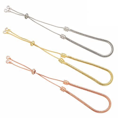 Veemoon 3Stücke DIY Armband Basis Kette mit Verstellbarem Schieberestopper für Schmuckherstellung Gold Weißgold Roségold Halbzeug Armband für Projekte für Frauen von Veemoon
