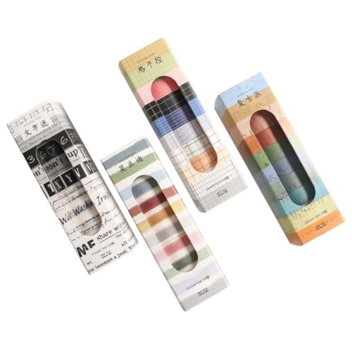 Veemoon 4 Boxen Masking Tape mit Washi Tape für DIY Scrapbooking Farbenfrohes Dekoratives Klebeband mit Verschiedenen Mustern Einfach zu Schneiden und Rückstandsfrei Entfernbar von Veemoon