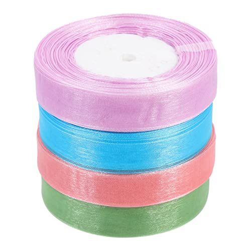 Veemoon 4 Rollen Bunte Geschenkband für DIY Projekte Teiliges Blau Grün und Lila für Shower Partys und Dekorationen von Veemoon