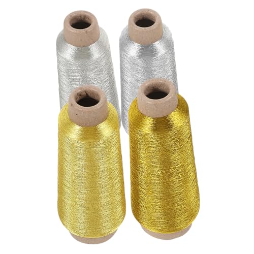 Veemoon 4 Rollen Bunte Stickgarne für Nähmaschinen Metallic Fäden Silber und Gold für DIY Handarbeiten Kreuzstich und Kreative Projekte Leicht Tragbar und Vielseitig Einsetzbar von Veemoon