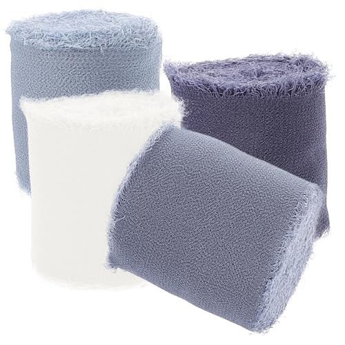 Veemoon 4 Rollen Chiffon Geschenkband Schleifenband Vintage Hochzeit Dekorationsband für Handsträuße Party Basteln Geschenkverpackung in Veemoon 4 Rollen Chiffon Geschenkband Schleifenband Vintage Hochzeit Dekorationsband für Handsträuße Party Basteln Geschenkverpackung in von Veemoon