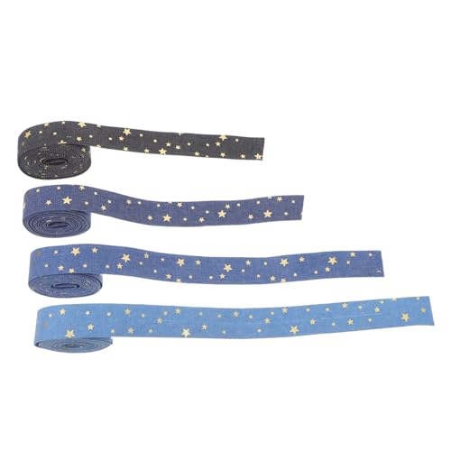 Veemoon 4 Rollen Denim Stoffband mit Muster Breit Vielseitiges Gewebeband für Diy Basteln Kleidung Geschenkverpackung und Partydekorationen Strapazierfähig und Flexibel von Veemoon