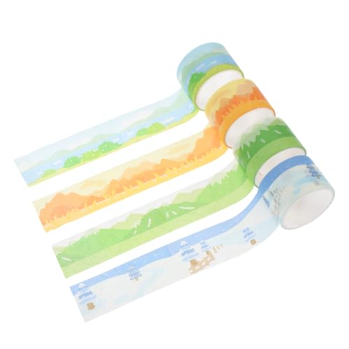 Veemoon 4 Rollen Multifunktionales Washi Tape mit Niedlichen Japanischen Landschaftsmotiven Selbstklebendes Dekoratives Papierklebeband für DIY Bastelprojekte Tagebücher von Veemoon