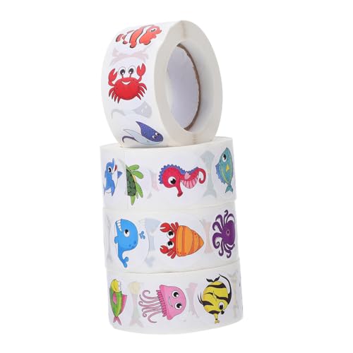 Veemoon 4 Rollen Selbstklebende Meerestiere Aufkleber Belohnungssticker Geschenkbox Siegel DIY Dekorative Etiketten für Scrapbooking Kuchenverpackung Party Geschenkbeutel Veemoon 4 Rollen Selbstklebende Meerestiere Aufkleber Belohnungssticker Geschenkbox Siegel DIY Dekorative Etiketten für Scrapbooking Kuchenverpackung Party Geschenkbeutel von Veemoon